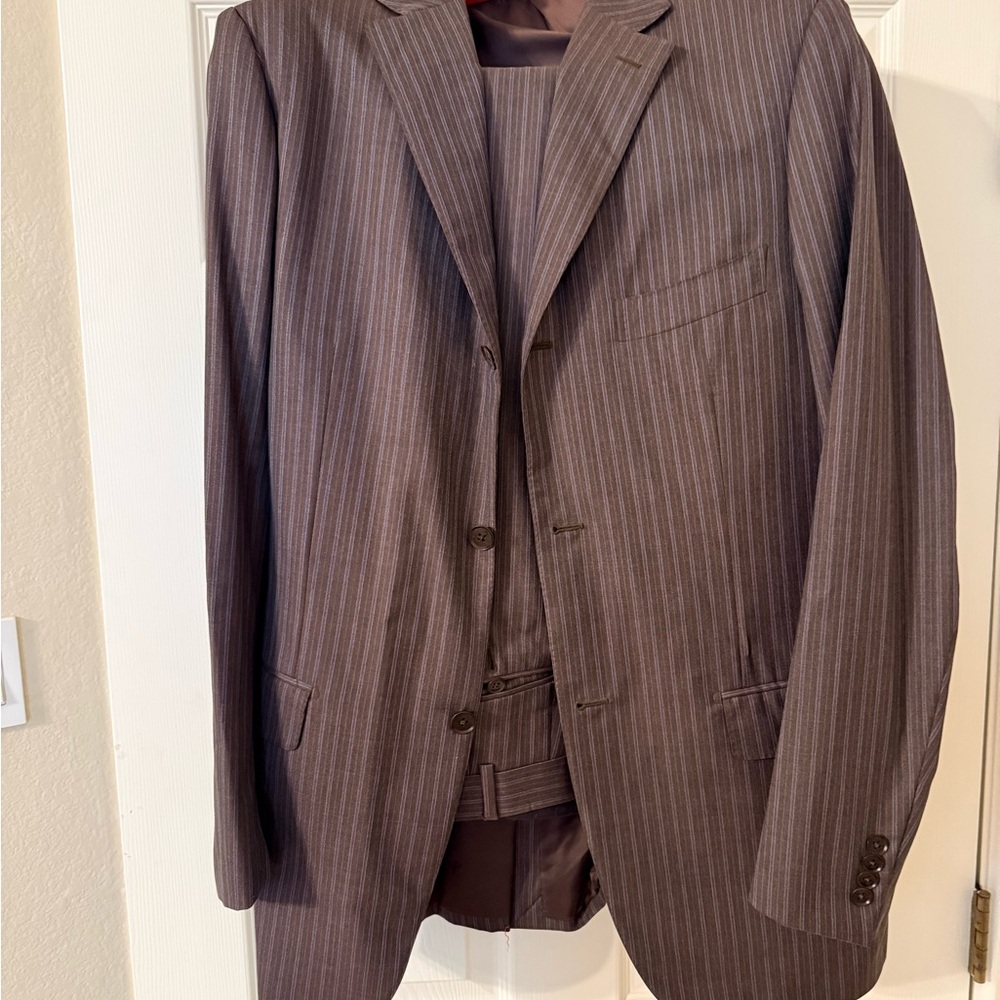 Isaia Dark Brown Pinstripe Suit